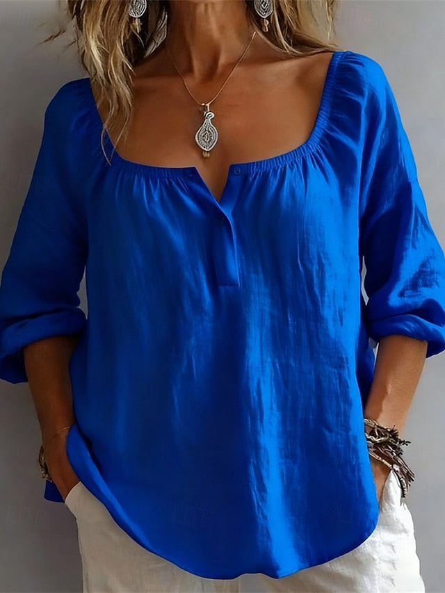 Women's T Shirt Patchwork Plain Elegant Fashion Casual Long