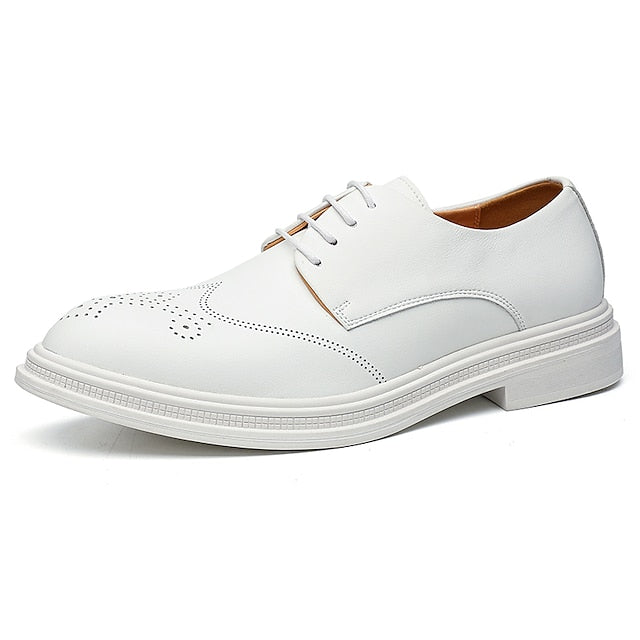 Men's Oxford Perforated with Shoes Leather Faux White