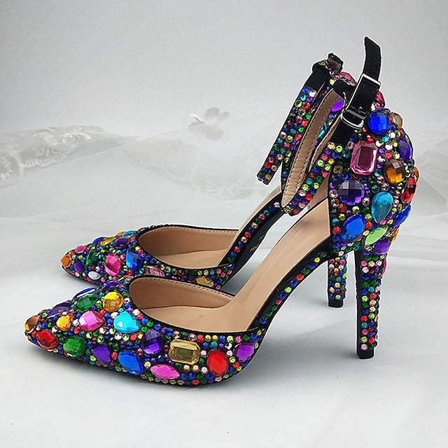 Heel High Multicolor with Rhinestone Women's Wedding Shoes