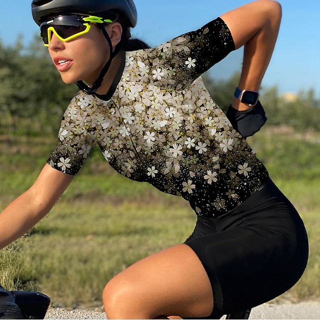 Women's Cycling Jersey Floral Botanical Short Sleeve Bike
