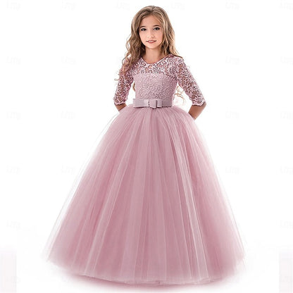 Girls' Dress Girl Flower Colored Kids Solid Wedding