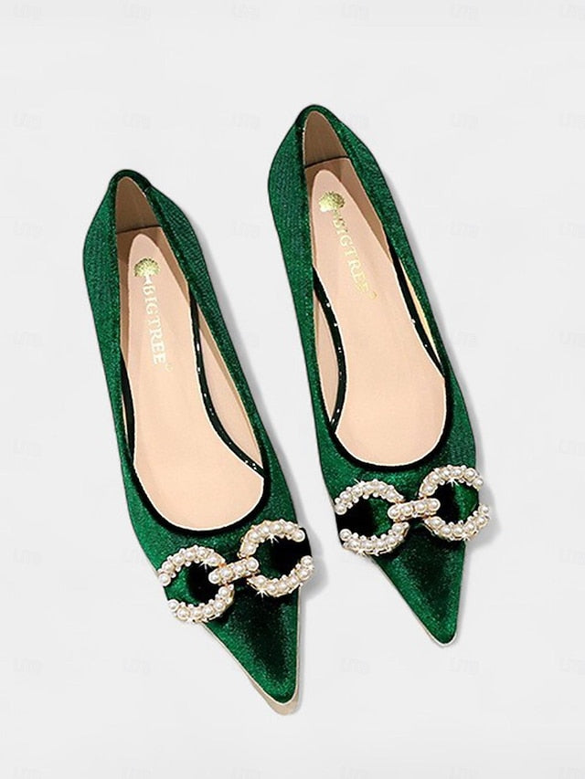 Heel - Pearl Pumps Women's Burgundy Kitten Bow Velvet with