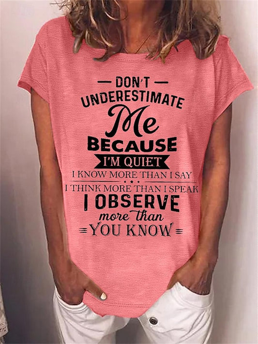 Women's T Shirt Print Letter Text Funny Slang Basic Short