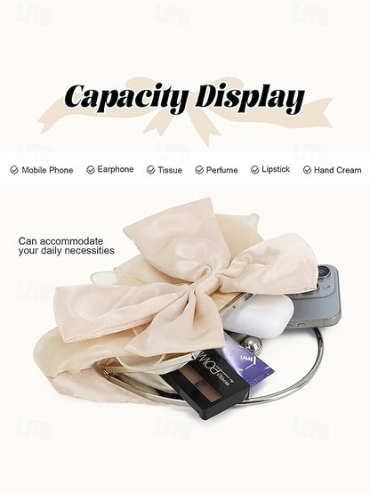 Elegant Bow Women's Satin Clutch Bag Pearl – Evening