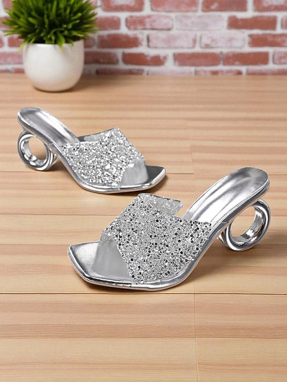 Ring Women's with Silver Mules Rhinestone Toe Open Unique