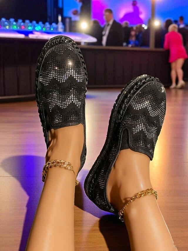 with Slip-On Platform Glitter Sneakers Mesh Women's