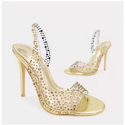 Rhinestone High Transparent Sandals Clear Women's – Heel
