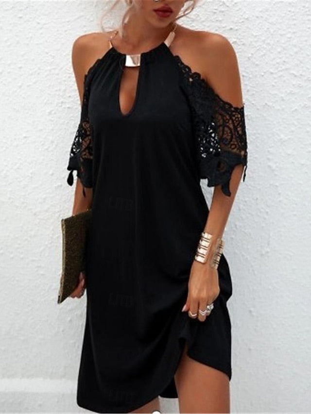 Women's Mini Dress Black Dress Graduation Dress Lace Dress