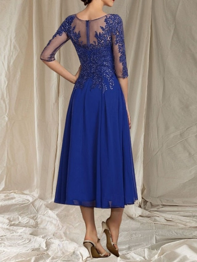 Wedding of Dress Bride the Elegant Neck Mother A-Line Crew Guest