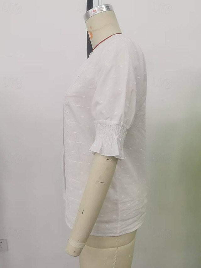 Women's Blouse Hollow Out Plain Elegant Stylish Casual Half