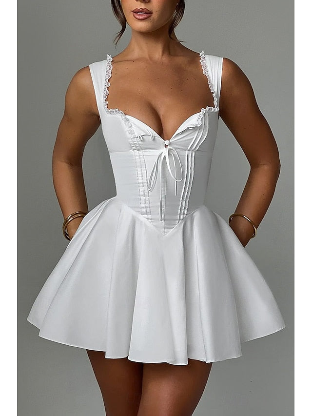 Women's Mini Dress White Dress Graduation Dress Slip Dress