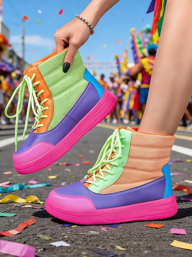with Women's Gras Mardi Colorful Carnival Sneakers High-Top