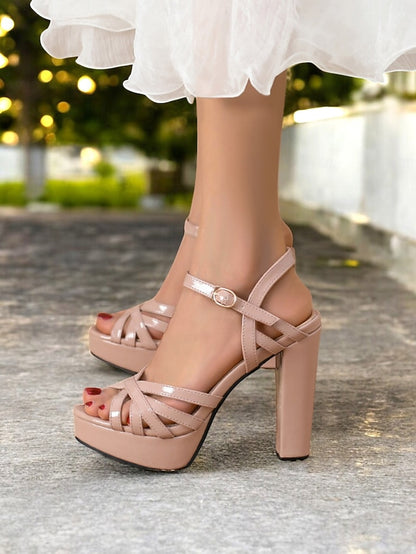 Heel Nude High Women – Platform for Sandals Strappy