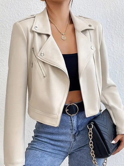 Women's Jacket Pocket Faux Comfortable Leather Zipper