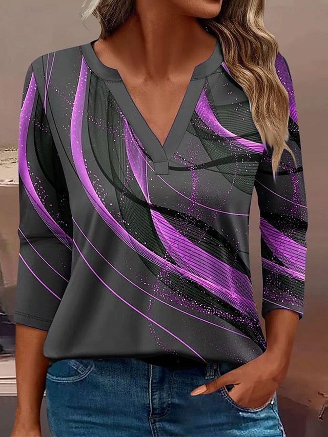 Women's T Shirt Print Graphic Geometric Abstract Vintage