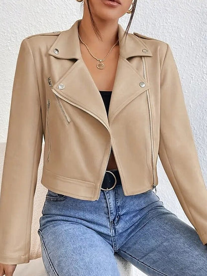 Women's Jacket Pocket Faux Comfortable Leather Zipper