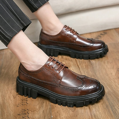 Shoes Brogue Chunky Sole Men's Faux Leather Brown –