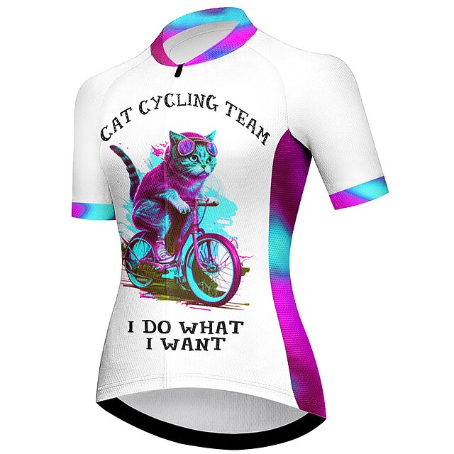 Women's Cycling Jersey Cat Funny Short Sleeve Bike Jersey
