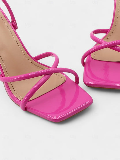 with Toe Square Heeled Sandals Strappy Beige Design –