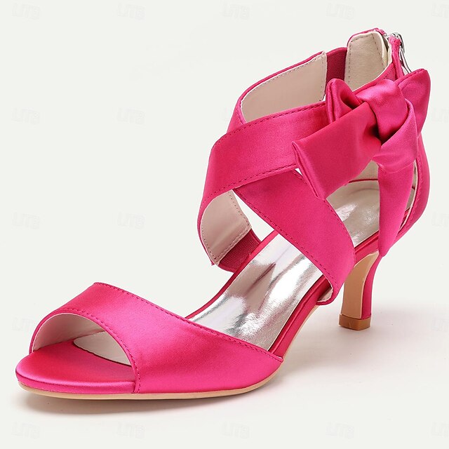Kitten Bridal Shoes Women's Heel Wedding Open Bowknot