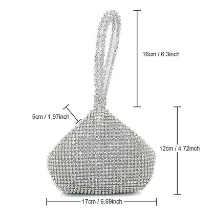 Elegant Crystal Evening Bag - Rhinestone Silver Women's