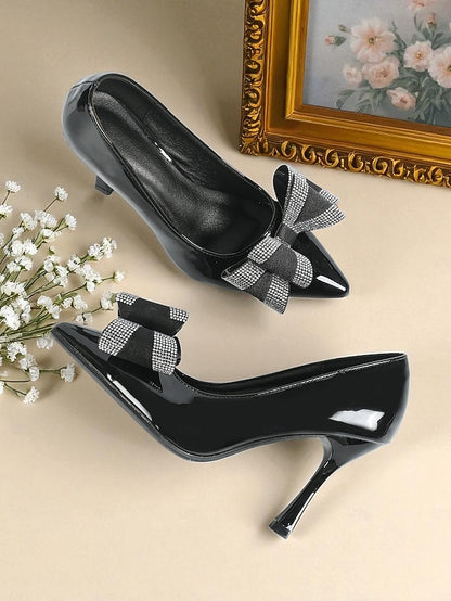 Toe - Women's Leather Patent Nude Pumps High Heel Pointed