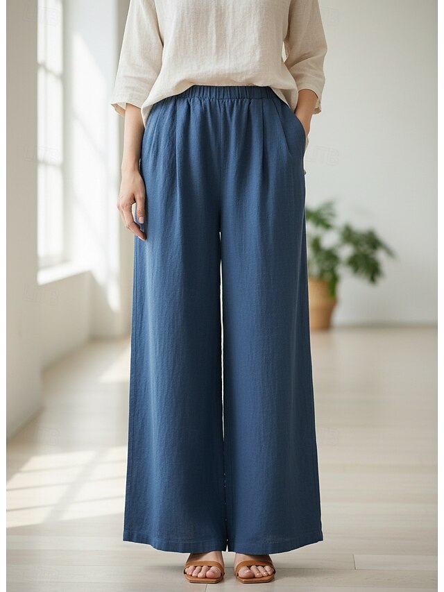 70% Linen Women's Linen Pants Culottes Wide Leg Wide Leg