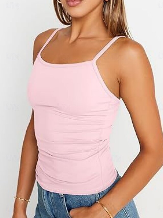 Women's Tank Top Sleeveless Shirt Tee Top Solid Color
