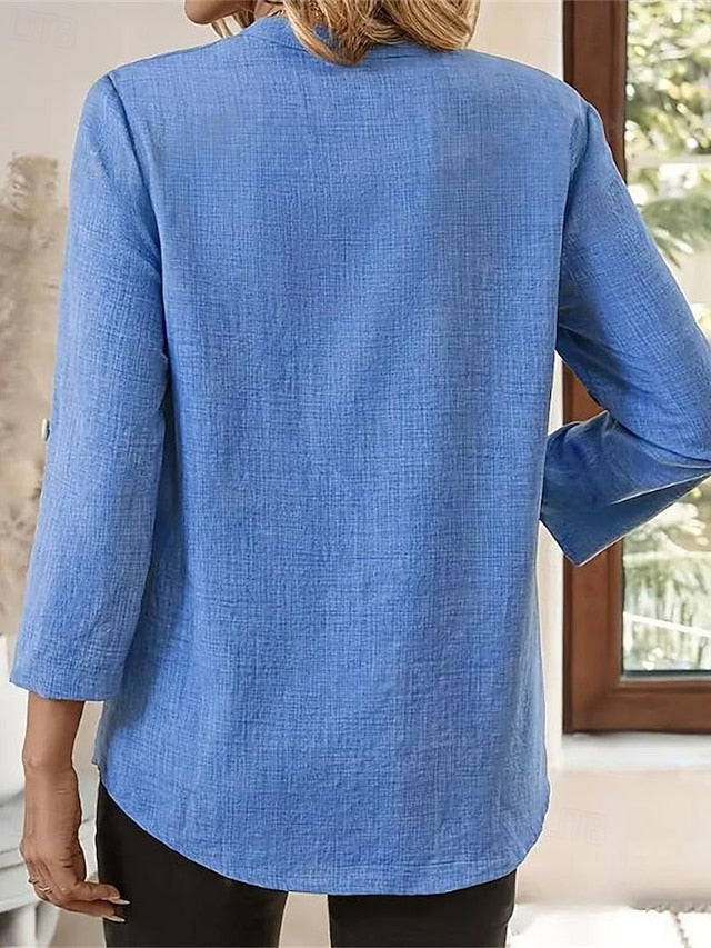 Women's Summer Tops Blouse Dressy Tops Solid Color Plain
