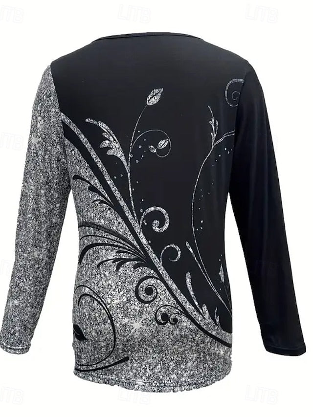 Women's T Shirt Quarter Zip Long Sleeve Casual Graphic