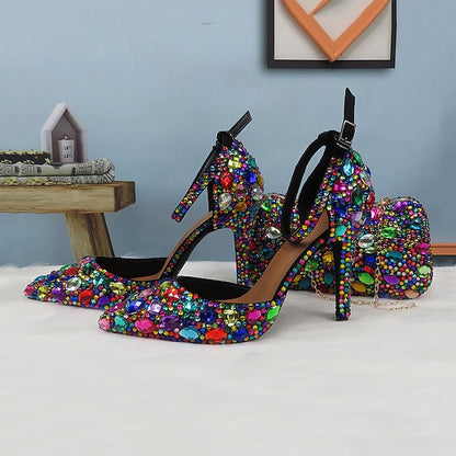 Heel High Multicolor with Rhinestone Women's Wedding Shoes