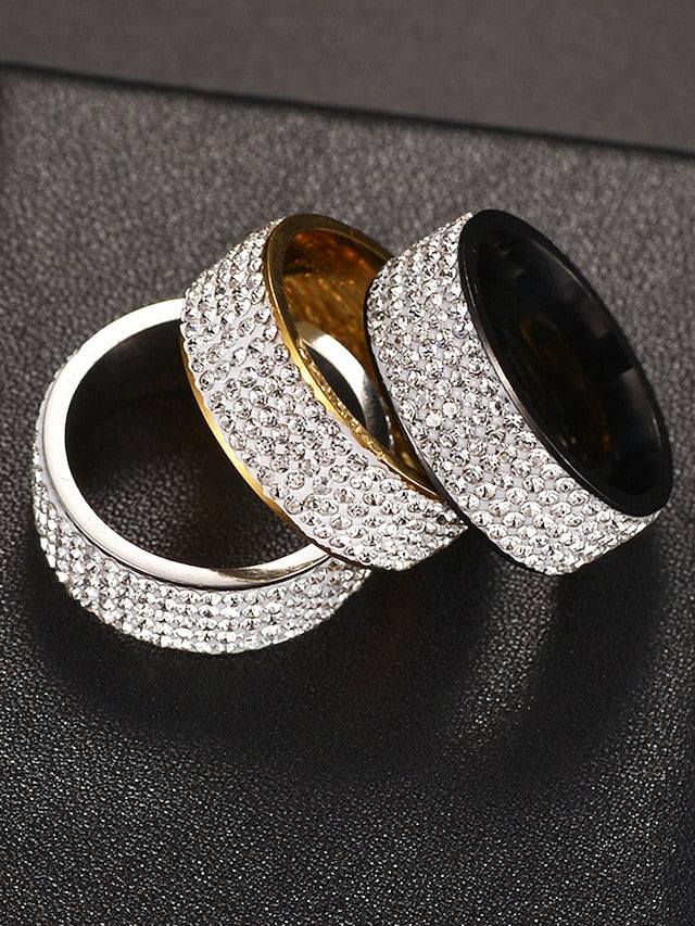 Men's Rhinestone Wide with Band Rings Pave Full