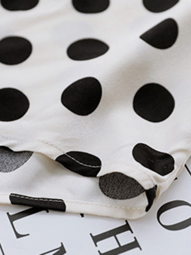 Women's Shirt Blouse Tie Front Polka Dot Active Stylish