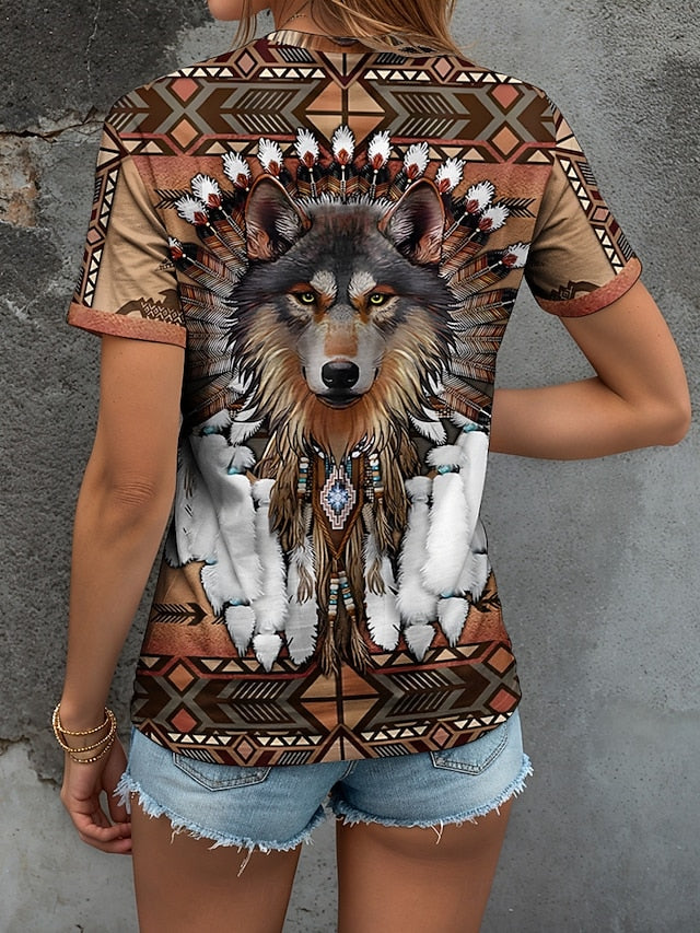 Women's Boho T Shirt Graphic Animal Geometric Vintage