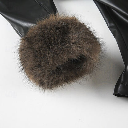 Comfortable Casual Warm Fur Buttons Collar Women's Jacket