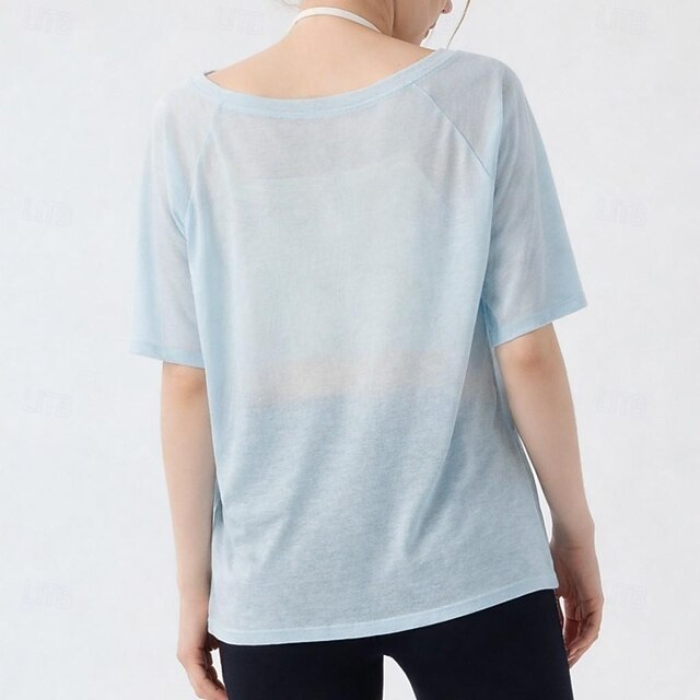 Women's Tee Sports T-Shirt Solid Color Elegant Cute Casual