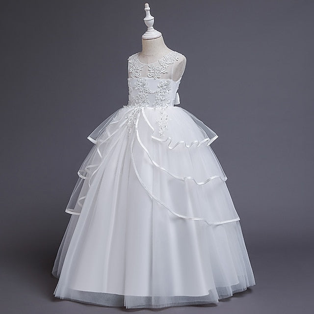 Party Solid Color Kids Dress Girls' Sleeveless