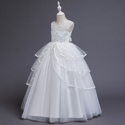 Party Solid Color Kids Dress Girls' Sleeveless