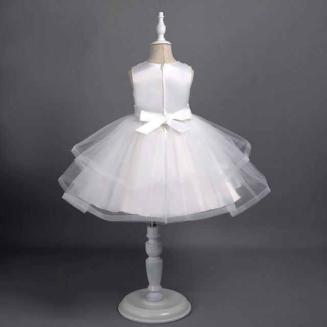 Dress Toddler Sleeveless Party Girls' Solid Color