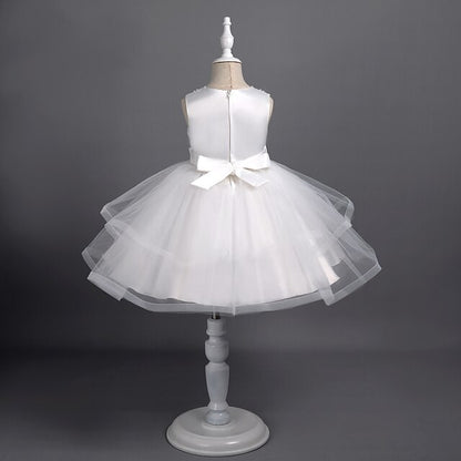 Dress Toddler Sleeveless Party Girls' Solid Color