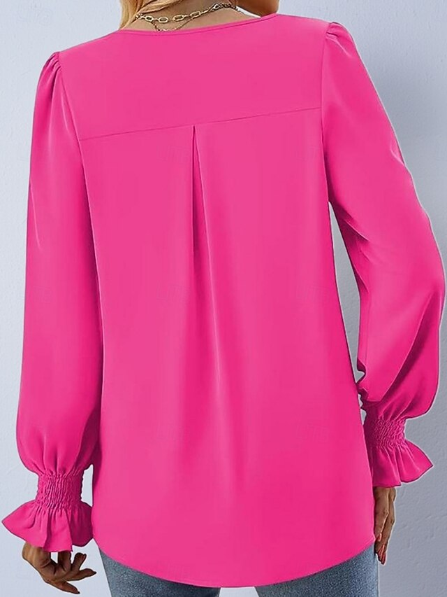 Women's Shirt Satin Shirt Blouse Plain Stylish Basic