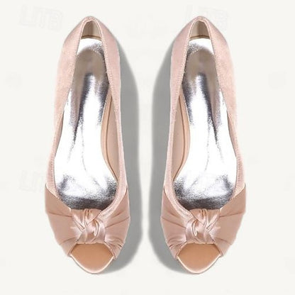 Women's Heels Blush Kitten Peep-Toe Pink - Elegant Satin