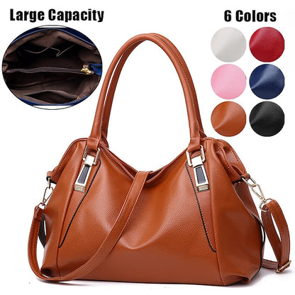 Handles Women’s and Top Faux with Handbag Black Leather