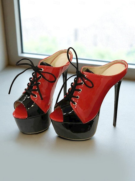Patent Black Red Stiletto Leather and Women's Platform