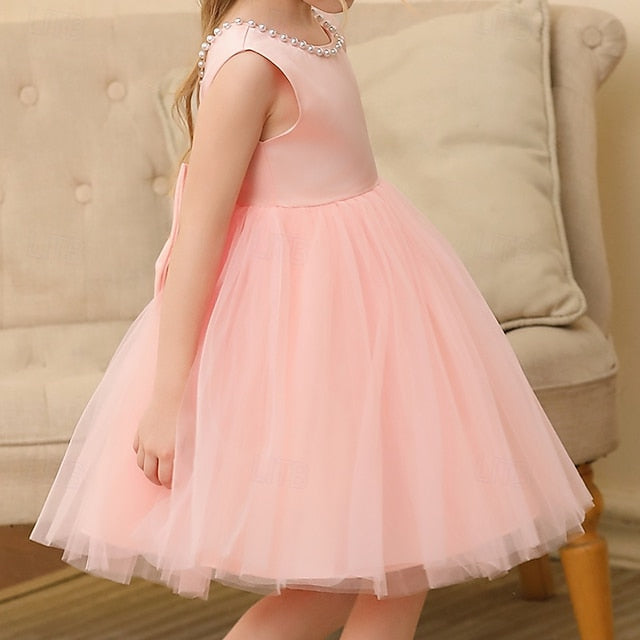 Wedding Dress Sleeveless Color Party Kids Girls' Solid