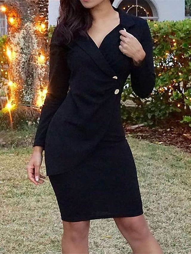 Women's Casual Dress Mini Dress Patchwork Buttons Casual