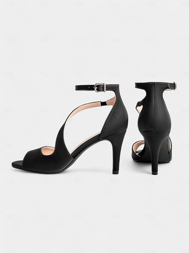 Heels for Nude Women Peep-Toe Elegant - Satin Wedding