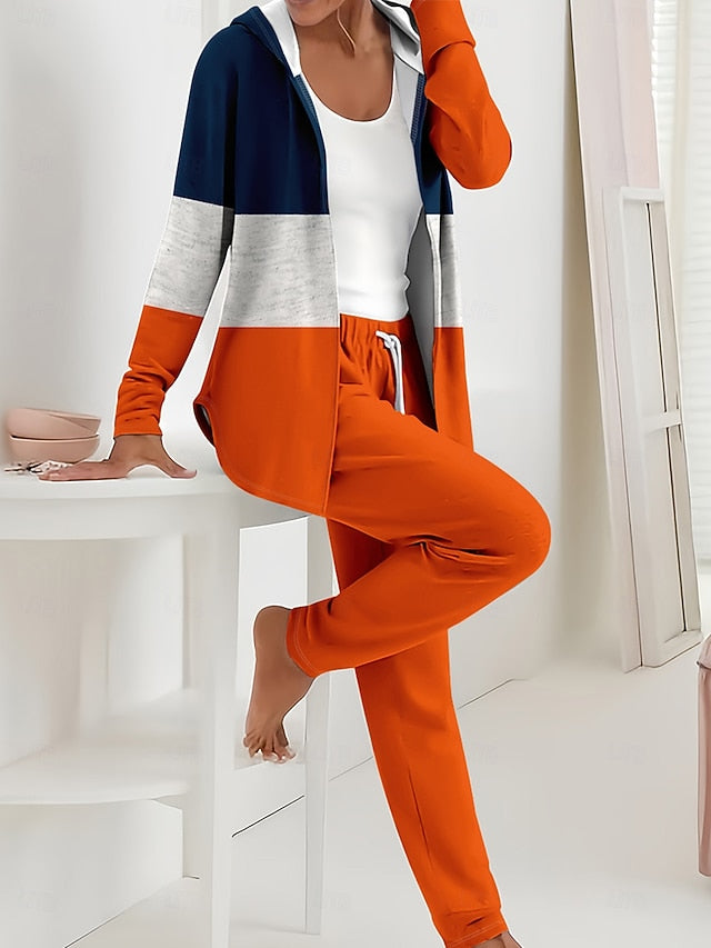Women's 2 Pieces Hoodie Tracksuits Pants Sets Long Sleeve