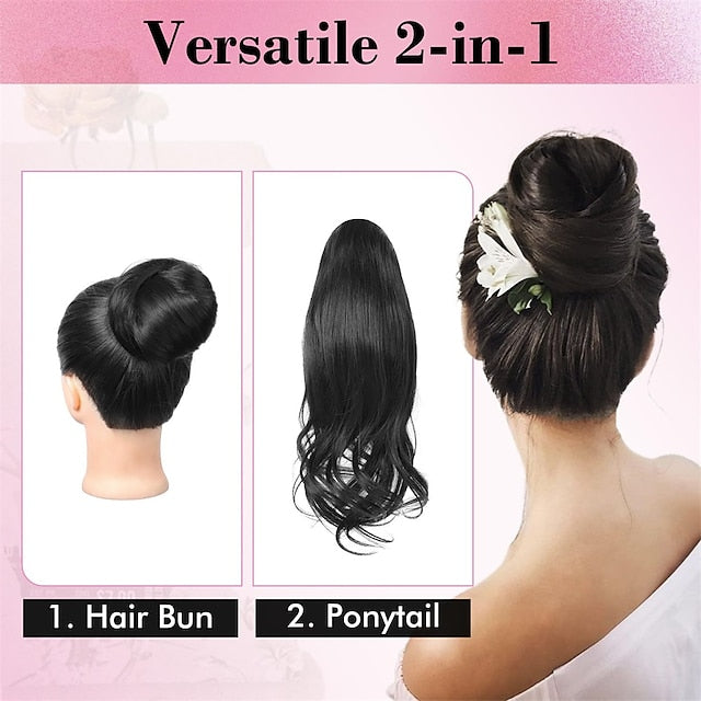 Messy Hair Bun Top Knot Clip in Bun Fake Hair Bun Ponytail