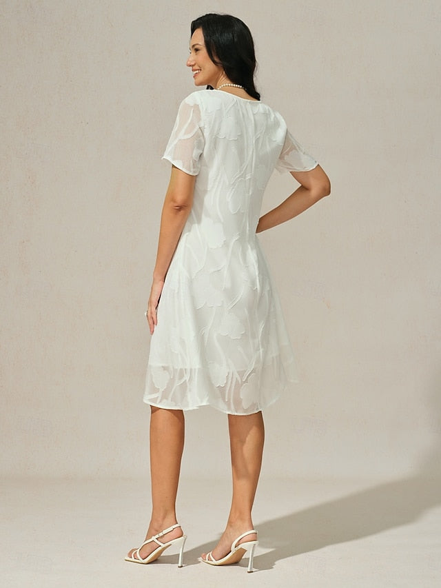 Women's Knee Length Dress Chiffon Dress Elegant Casual